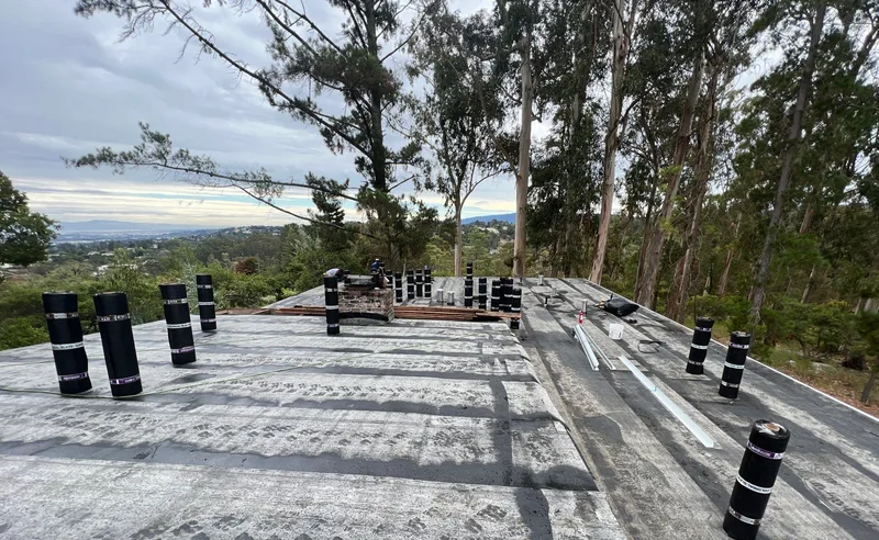 Flat-roofing service Project Photo — Hillsborough, CA ROOF EXPRESS photo from a flat-roofing service project in Hillsborough, California.