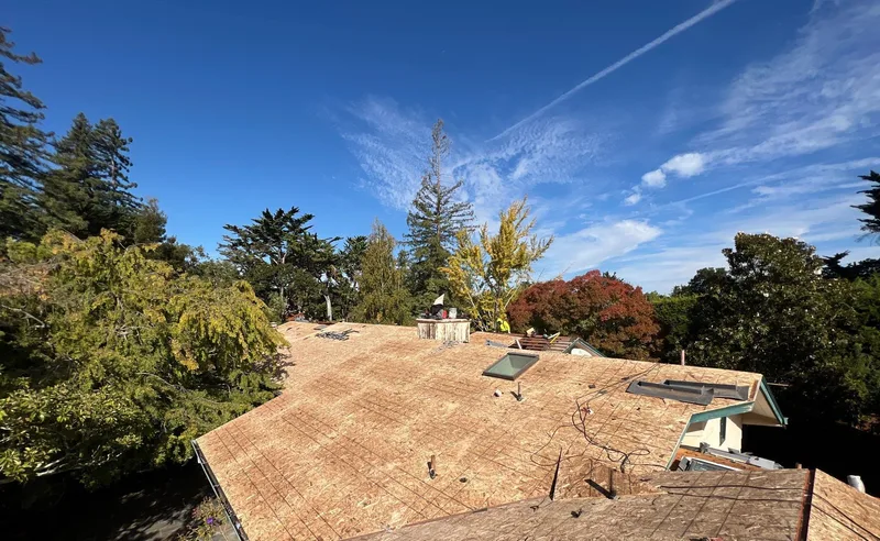 Residential roofing Project Photo — Hillsborough, CA ROOF EXPRESS photo from a residential roofing project in Hillsborough, California.