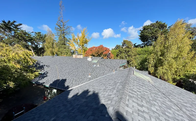 Residential roofing Project Photo — Hillsborough, CA ROOF EXPRESS photo from a residential roofing project in Hillsborough, California.