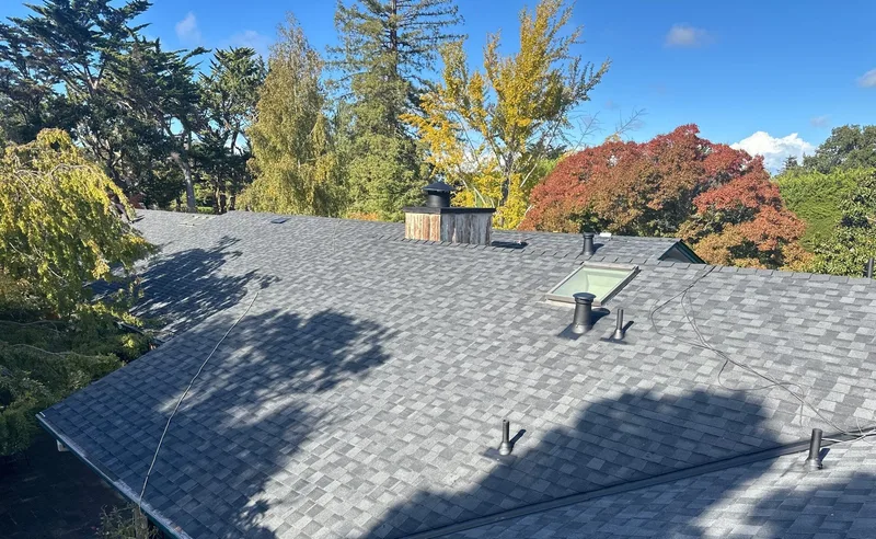 Residential roofing Project Photo — Hillsborough, CA ROOF EXPRESS photo from a residential roofing project in Hillsborough, California.