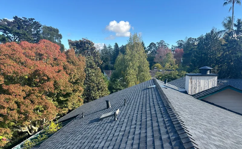 Residential roofing Project Photo — Hillsborough, CA ROOF EXPRESS photo from a residential roofing project in Hillsborough, California.
