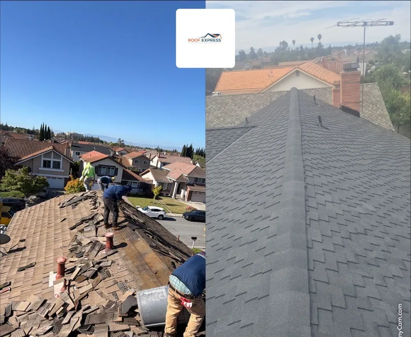ROOF EXPRESS photo from a roofing project in Milpitas, California in the Before and After gallery.