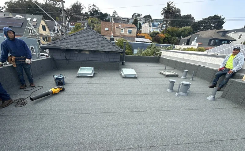 ROOF EXPRESS photo from a flat-roofing service project in San Francisco, California.