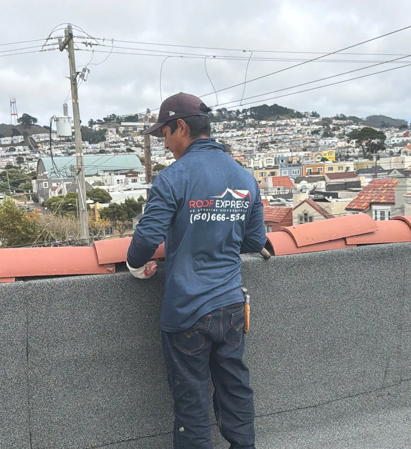 ROOF EXPRESS photo from a flat-roofing service project in San Francisco, California.