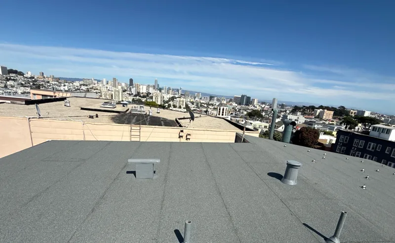 ROOF EXPRESS photo from a flat-roofing service project in San Francisco, California.