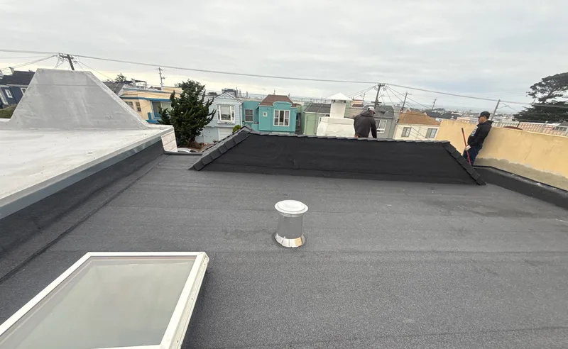 ROOF EXPRESS photo from a flat-roofing service project in San Francisco, California.